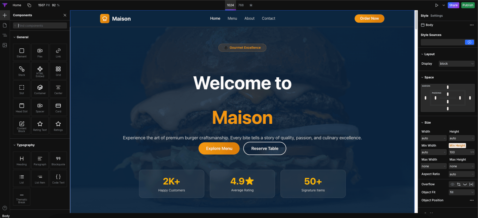 Premium website builder dashboard preview
